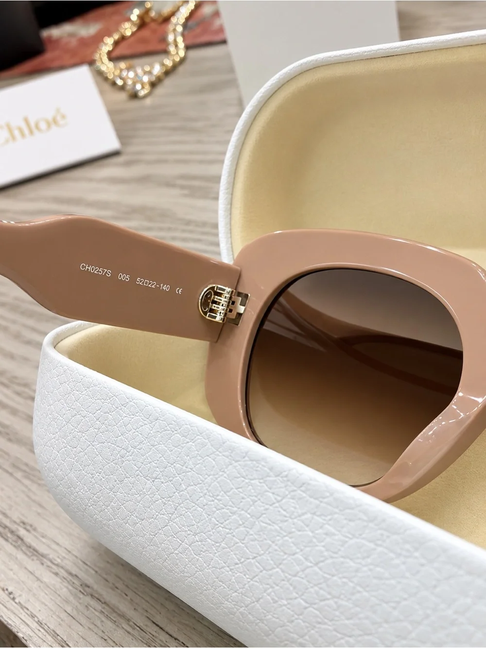 Chloé Nude Beige Round Oversized Sunglasses